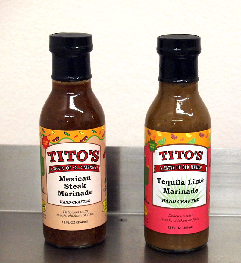 Sample bottles of marinades